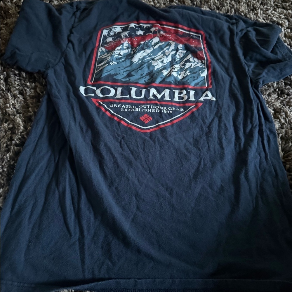 Columbia Men's Dark Blue Tee with Red Logo - Picture 2 of 3